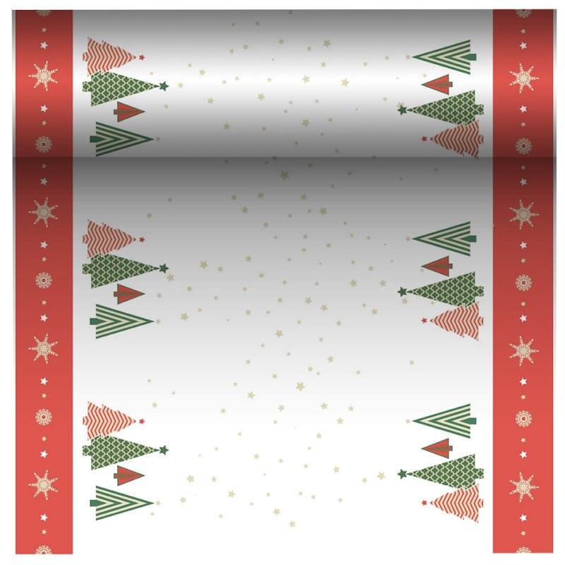 PAPSTAR Chemin de table Noël, blanc/rouge, Airlaid, 400 mm × 24 m