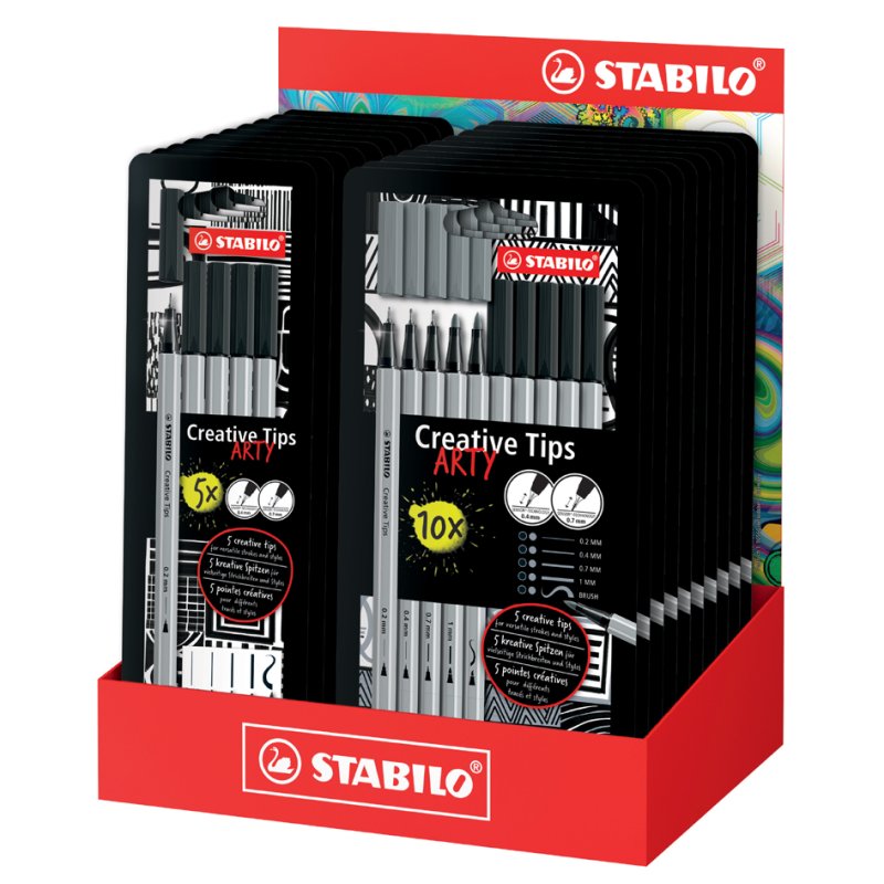 STABILO Creative Tips marqueurs artistiques, noir et dégradé, 20 pièces