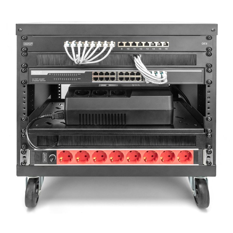 DIGITUS Baie serveur universelle 19" avec roulettes, 8U, noir