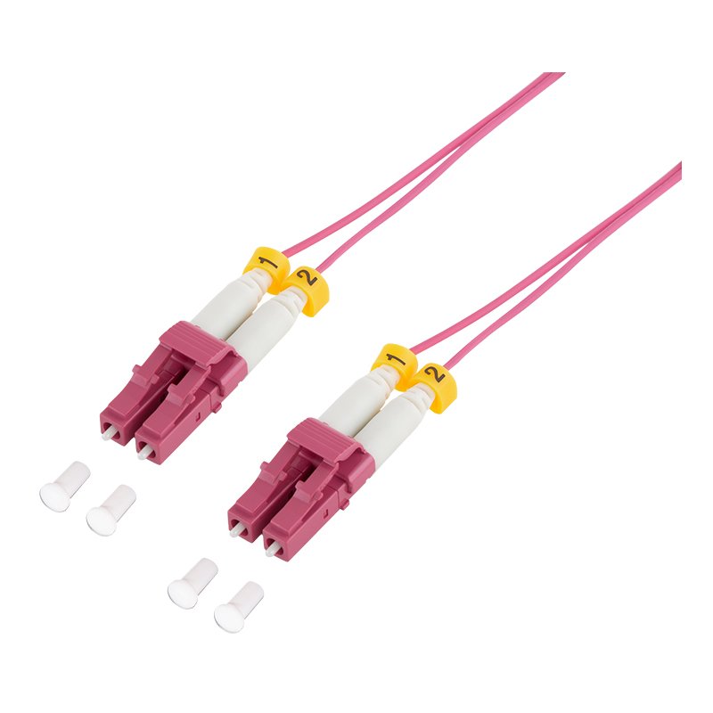 LogiLink câble de raccordement fibre optique LC-Duplex, OM4 multimode, violet, 3,0 m