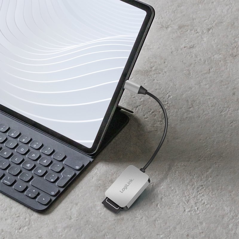 LogiLink Lecteur de cartes USB-C aluminium, SD et microSD, gris