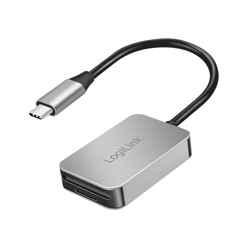 LogiLink Lecteur de cartes USB-C aluminium, SD et microSD, gris