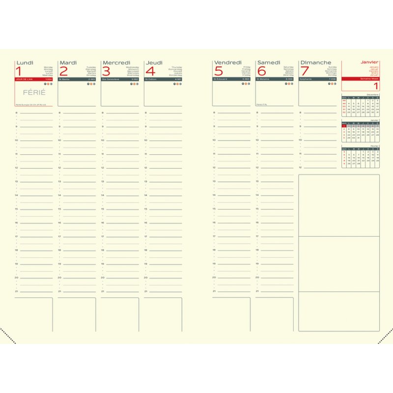 LECAS agenda 'DECO' 2027, 210 x 270 mm, harde kaft, gemixt 6 stuks