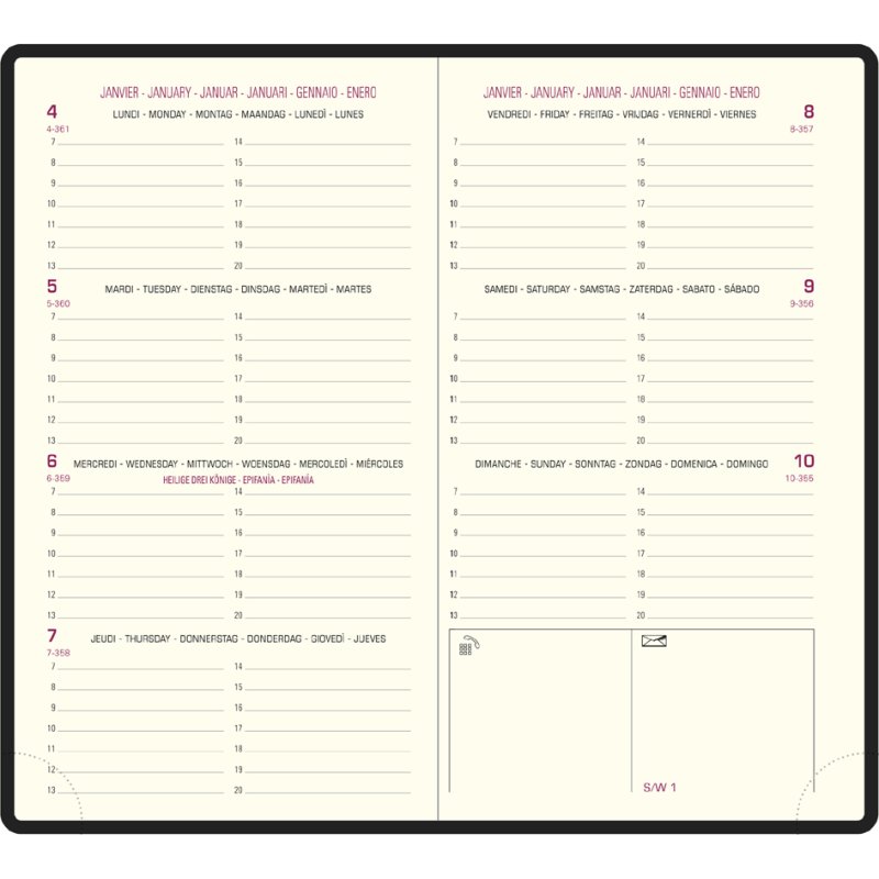 EXACOMPTA recharge agenda Eurotime 16, 1 semaine par 2 pages, 85×160 mm, 2025