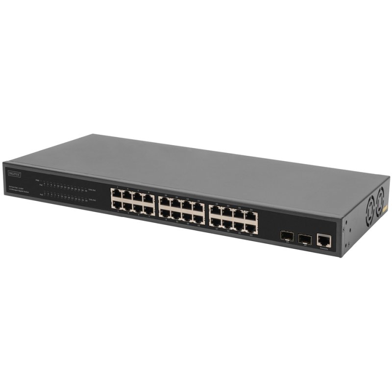 DIGITUS Gigabit Ethernet PoE switch, 19 inch, 24-port, managed, 450 W
