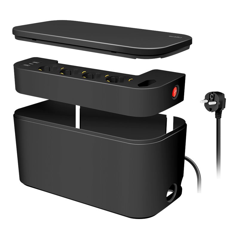 LogiLink cable box with power strip, 5-way, white, USB-A & USB-C