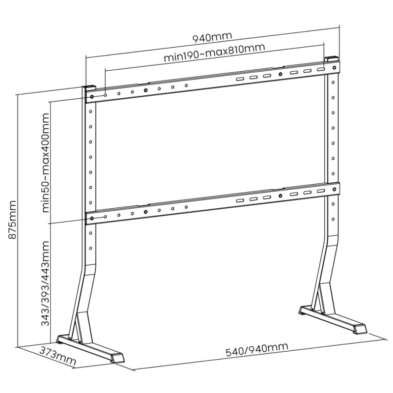 LogiLink Pied TV, 45-90 pouces, hauteur réglable, noir
