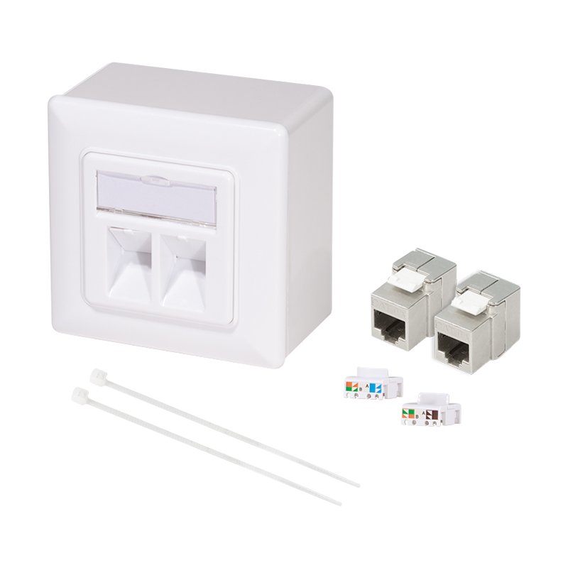 LogiLink Professional junction box Cat.6A, 2x RJ45, white, shielded