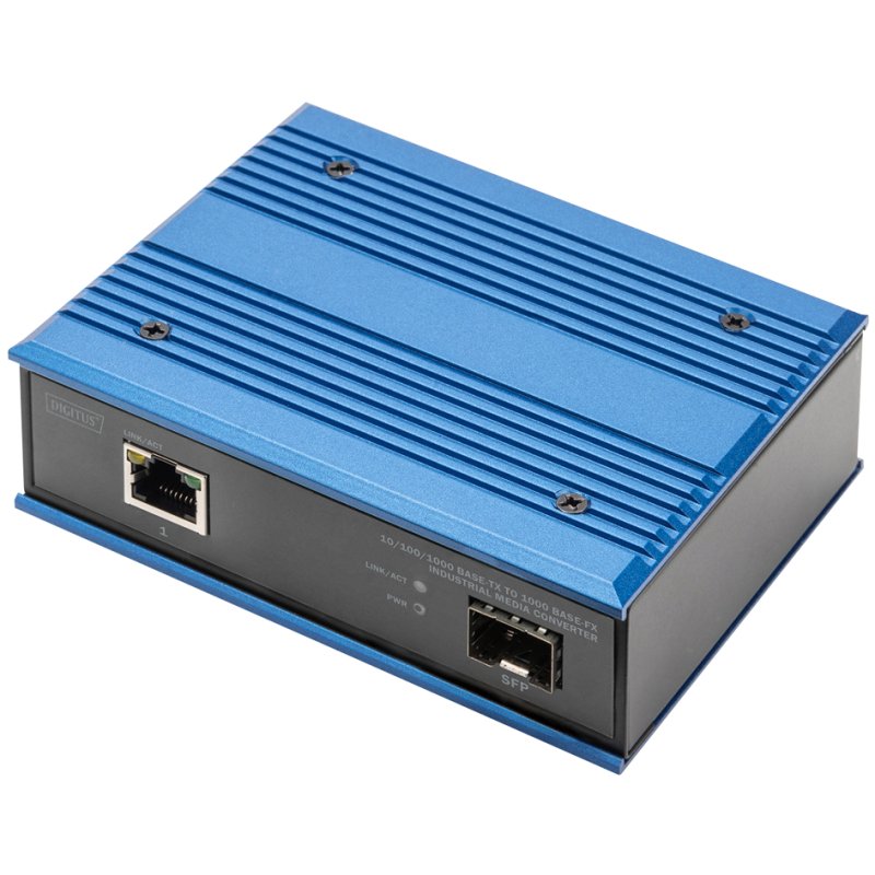 DIGITUS Industrial Gigabit Ethernet mediaconverter, 10/100/1000BaseTX naar 1000Base-FX, RJ45/SFP