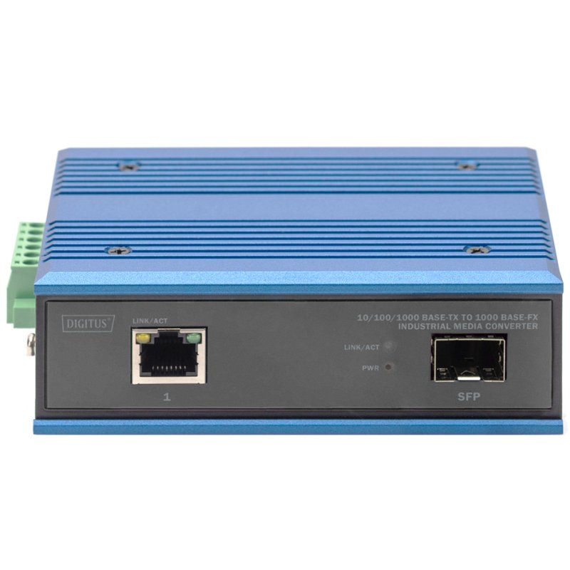 DIGITUS Industrial Gigabit Ethernet mediaconverter, 10/100/1000BaseTX naar 1000Base-FX, RJ45/SFP