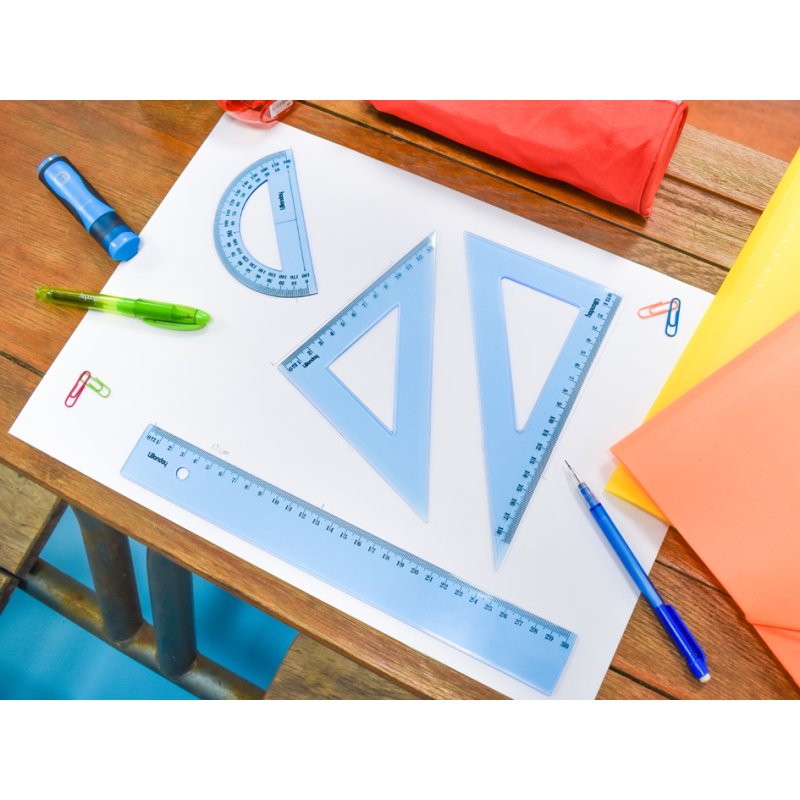 Wonday geometry set, 4-piece, blue-transparent, plastic