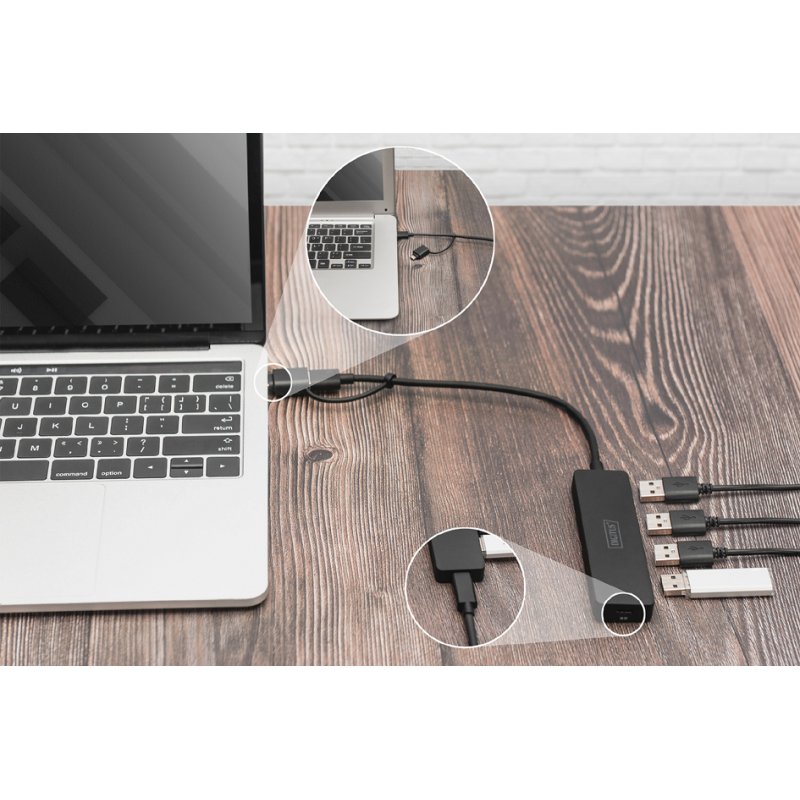 DIGITUS Concentrateur USB 3.0 4 ports, ultra-mince, noir
