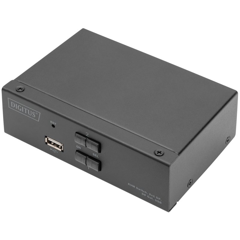 DIGITUS Commutateur KVM de bureau, 2 ports, noir, DisplayPort