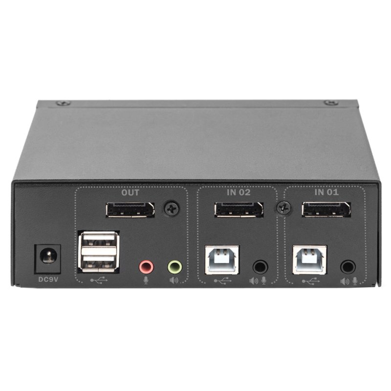 DIGITUS Commutateur KVM de bureau, 2 ports, noir, DisplayPort