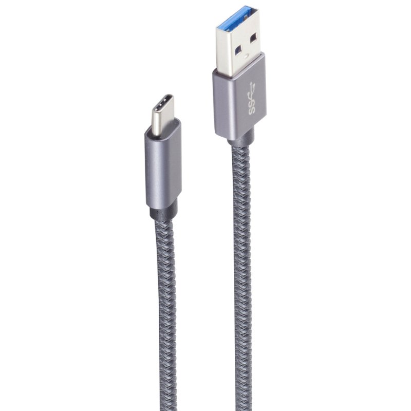 shiverpeaks USB 3.2 kabel USB-A naar USB-C, 0,5 meter, grijs
