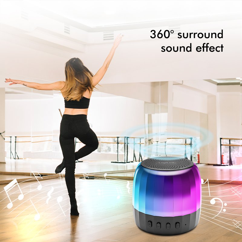 LogiLink Bluetooth speaker with party lights, black, TWS 5.2