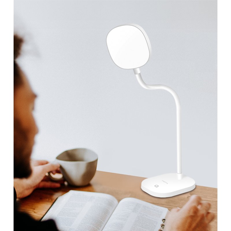 LogiLink LED desk lamp with stand, white, flexible gooseneck, touch control