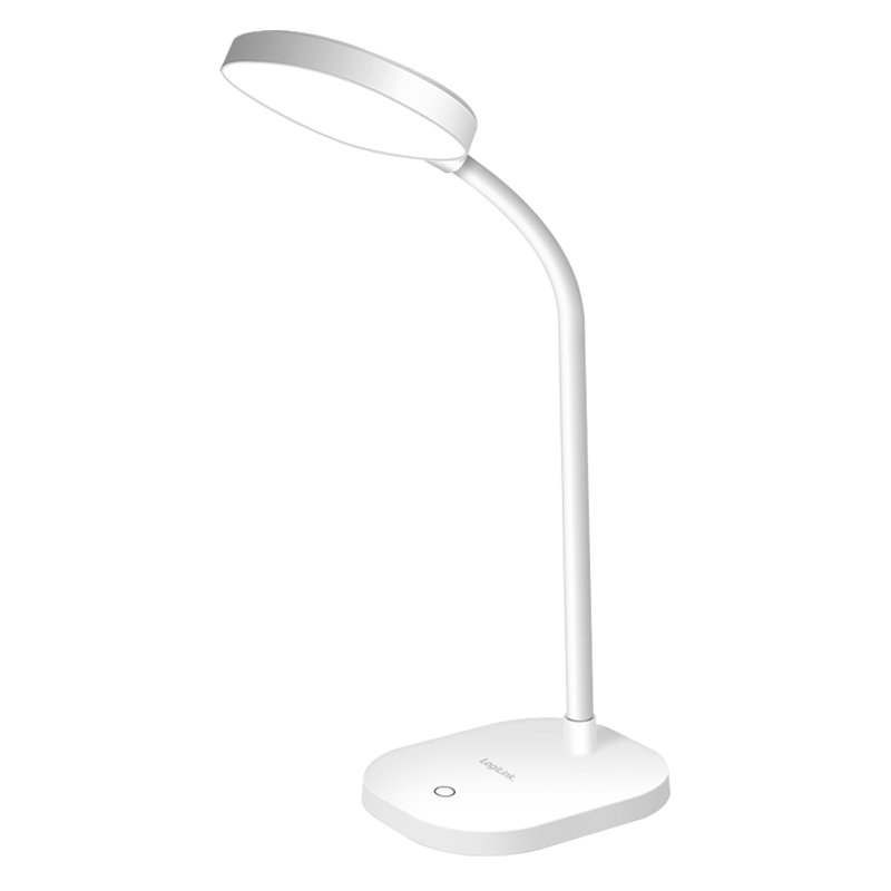 LogiLink LED desk lamp with stand, white, flexible gooseneck, touch control