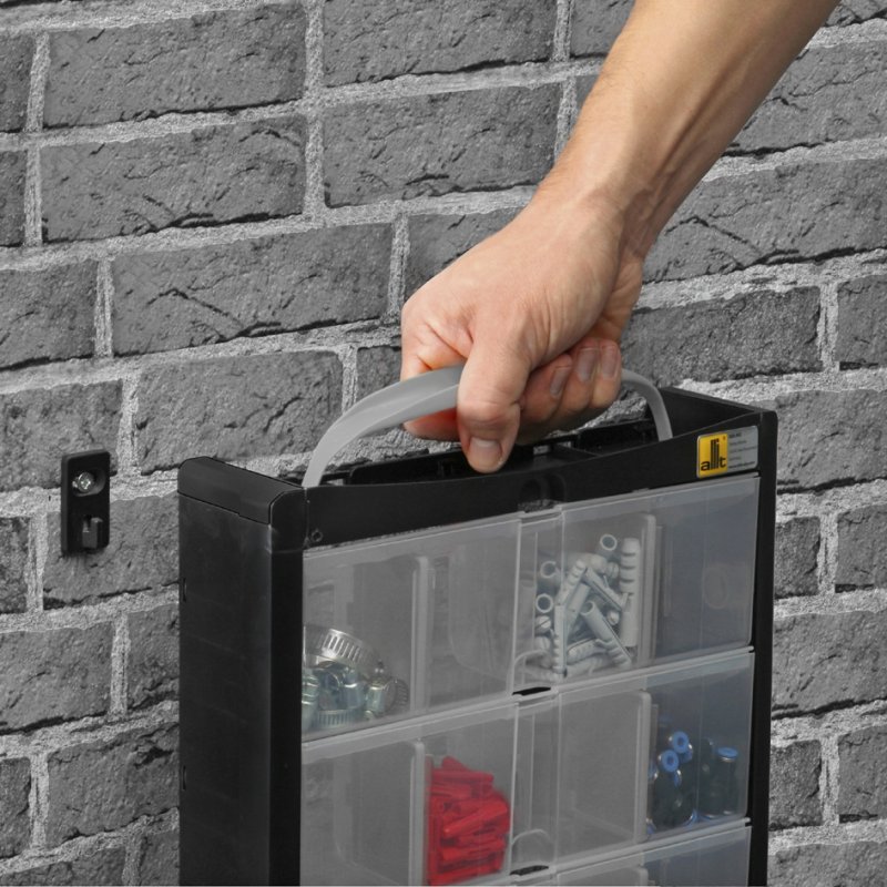 allit VarioPlus onderdelen organizer, 5 vakken, draaghandvat, 300×80×465 mm