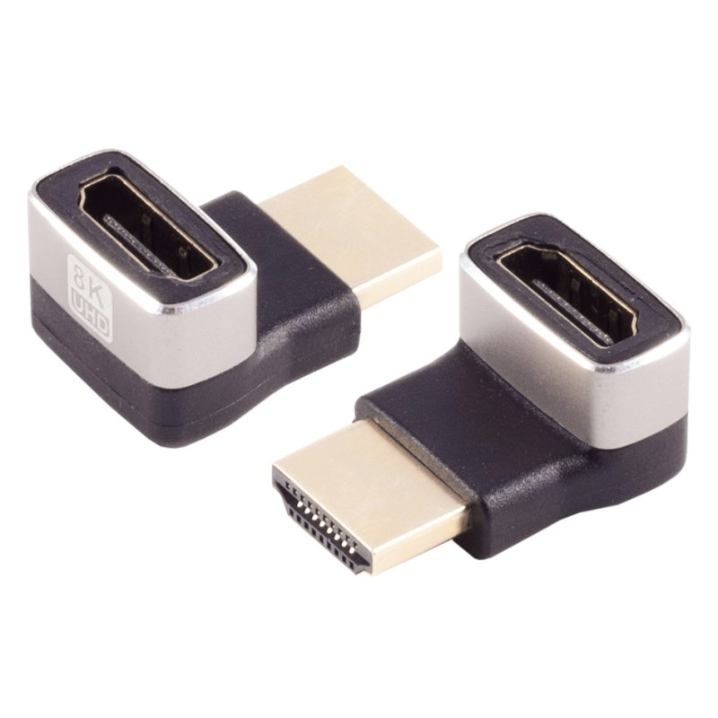 shiverpeaks HDMI adapter, black/silver, 90 degree upward angle, 8K/60Hz, HDMI 2.1