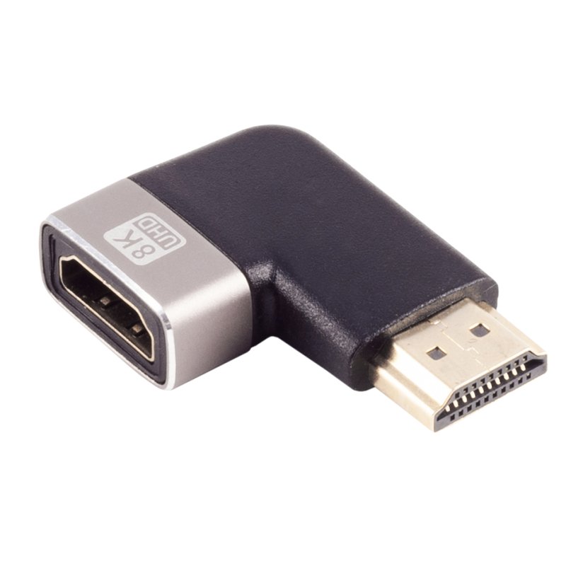 shiverpeaks HDMI adapter, black/silver, 90 degree left angle, 8K/60Hz, HDMI 2.1