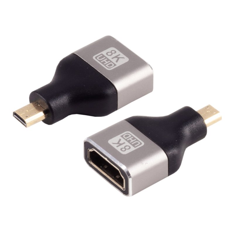 shiverpeaks HDMI-A to HDMI-D adapter, black/silver, 8K support, HDMI 2.1