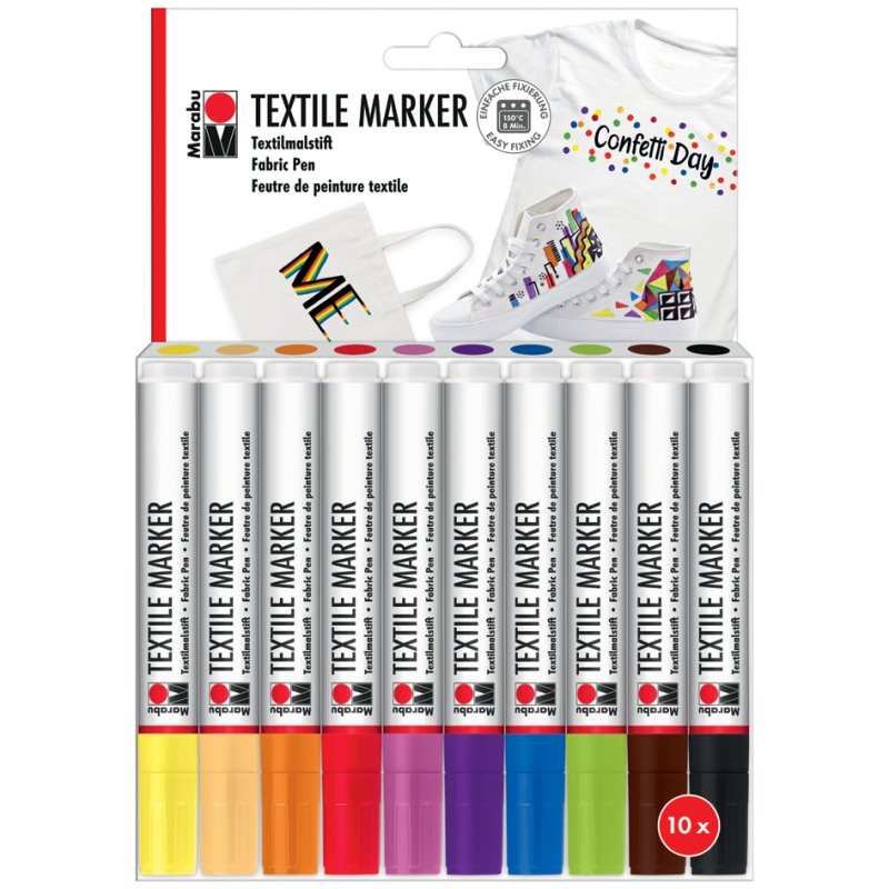 Marabu textielstiften Textile Marker, set van 10, strichbreedte 3 mm