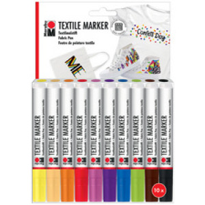 Marabu textielstiften Textile Marker, set van 10, strichbreedte 3 mm