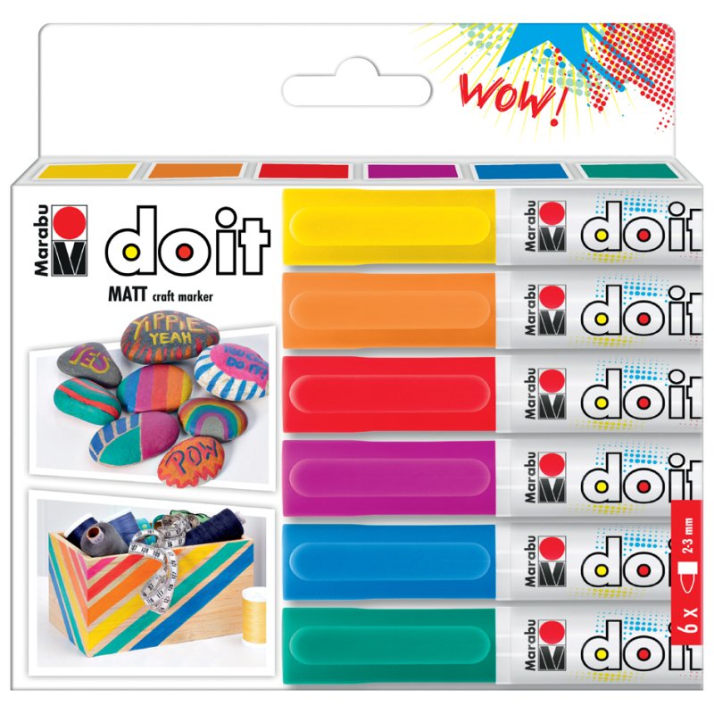 Marabu acrylmarkers DO IT Craftmarker, set van 6, 2-3 mm