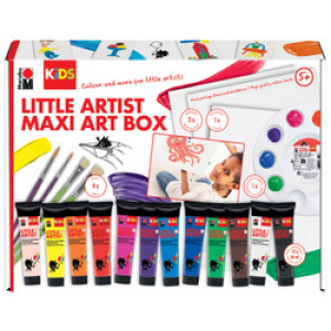 Marabu KiDS kunstdoos Kleine Kunstenaar, 12×36 ml verf, keilrahmen 20×20 cm