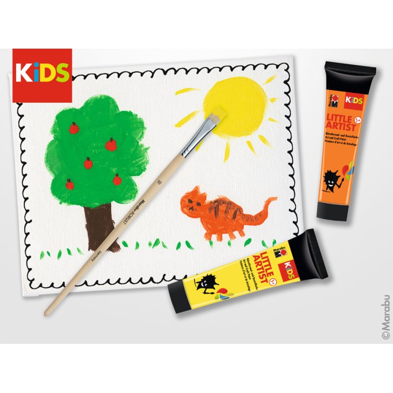 Marabu KiDS Little Artist art box, 6× 36 ml paint, 2 painting boards, 2 brushes