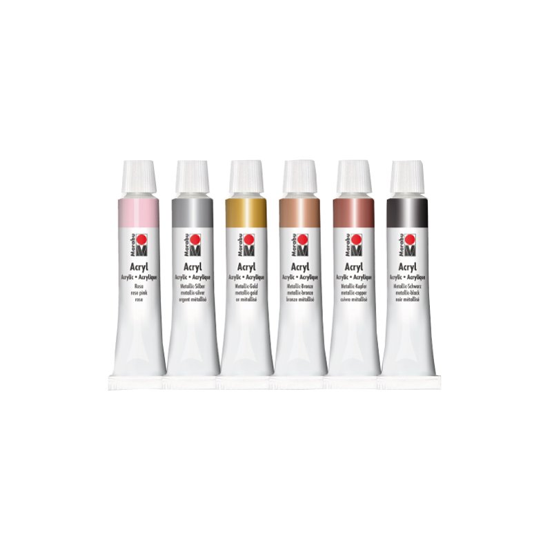 Marabu acrylverf set Shiny Classics, metallic kleuren, 6 × 12 ml