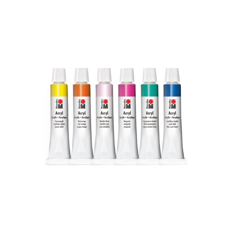 Marabu acrylverf set Color Blocking, 6 kleuren, 6 × 12 ml
