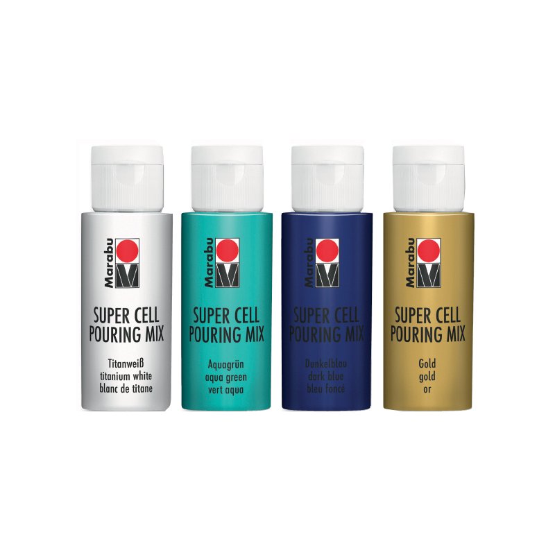 Marabu Super Cell Pouring mix-set Galaxy, 4 kleuren, 4 x 60 ml