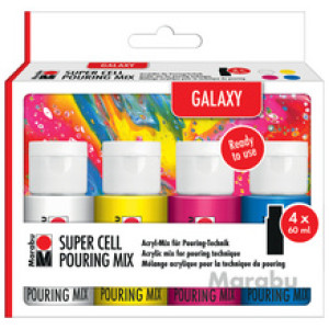 Marabu Super Cell Pouring mix-set Galaxy, 4 kleuren, 4 x 60 ml