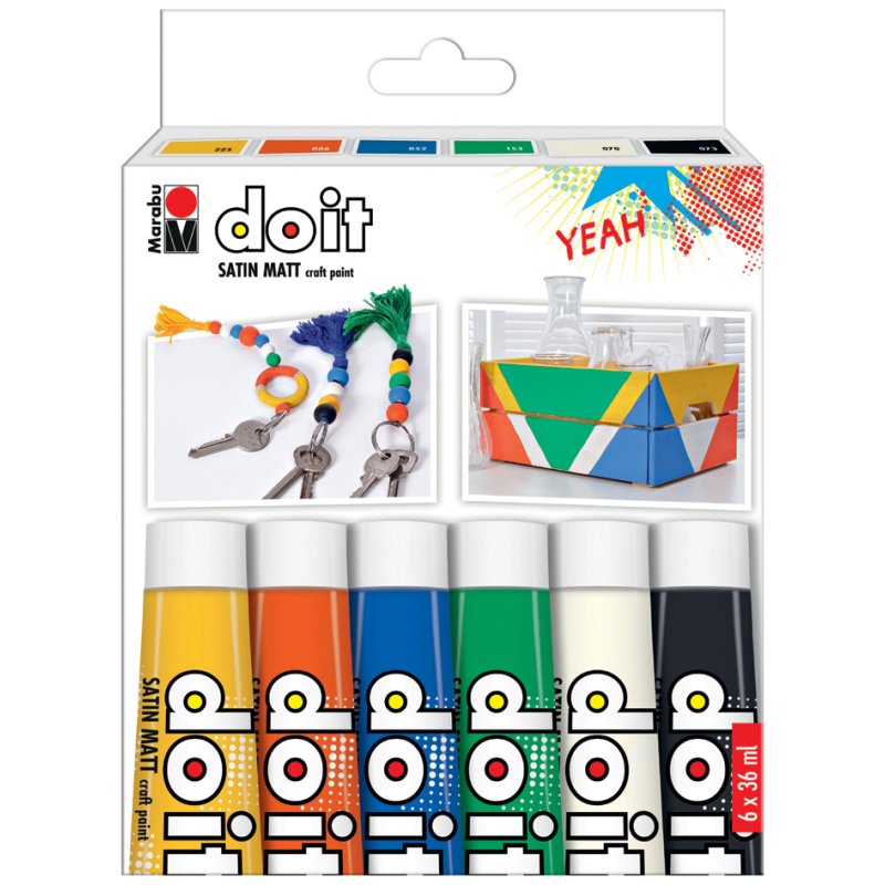 Marabu acrylverf set DO IT Craft Paint, 6 x 36 ml, waterbasis