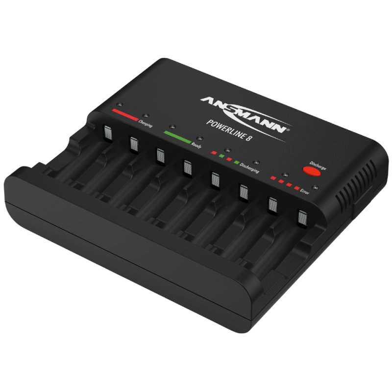 ANSMANN Powerline 8 batterijlader, intelligent, USB-aansluiting, 1-8 batterijen
