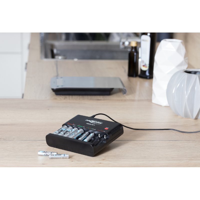 ANSMANN Powerline 8 batterijlader, intelligent, USB-aansluiting, 1-8 batterijen