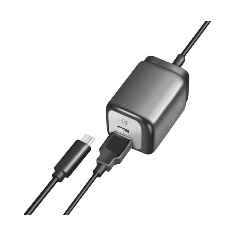 LogiLink adaptateur USB double, connexion USB-A & USB-C, noir/argent, technologie GaN