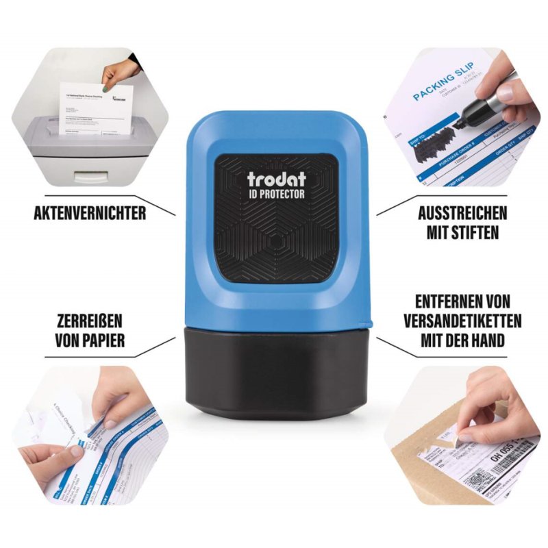 Trodat privacy afrolstempel ID Protector, navulbaar, blauw, 25 mm