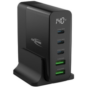 ANSMANN USB-tafellader DC5140PD, 5 poorten, 140 Watt, zwart