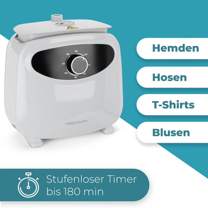 PROFI CARE défroisseur chemise et pantalon PC-HBB 3117, blanc, 1400 watts, minuteur 180 minutes