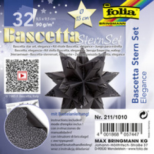 folia vouwpapier Bascetta-ster Elegance, zwart, 95×95 mm, 32 vel