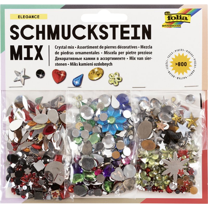 folia siersteentjes set ELEGANCE, acryl, 800+ stuks, gesorteerd
