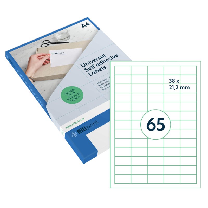 rillprint universele etiketten, 105 × 57 mm, transparant, 250 stuks