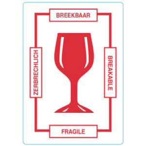 rillprint waarschuwingsetiketten BREEKBAAR, permanent klevend, wit/rood, 500 stuks