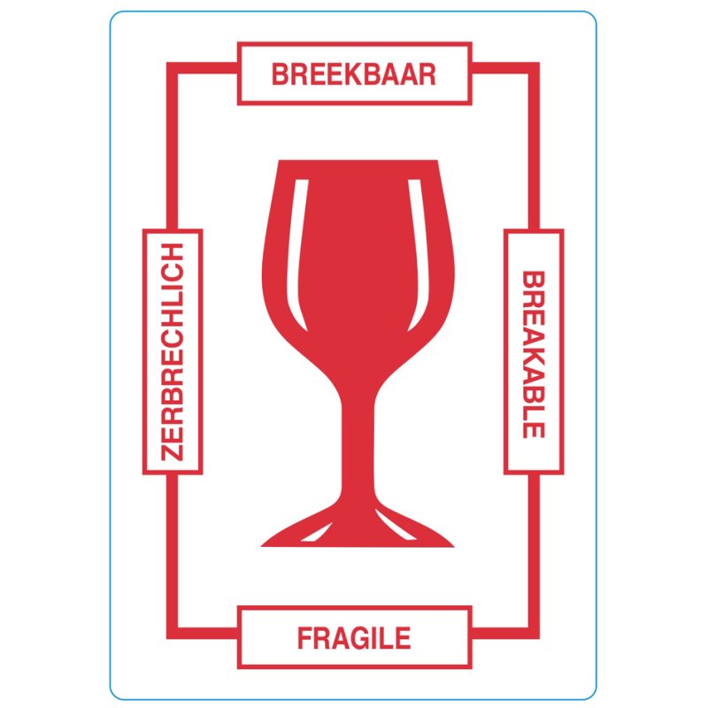 rillprint waarschuwingsetiketten BREEKBAAR, permanent klevend, wit/rood, 500 stuks