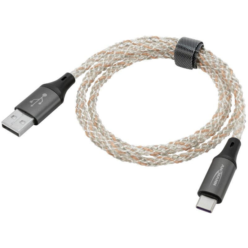 ANSMANN oplaad- en datakabel met leds, USB-A naar USB-C, 1 m, 60 watt