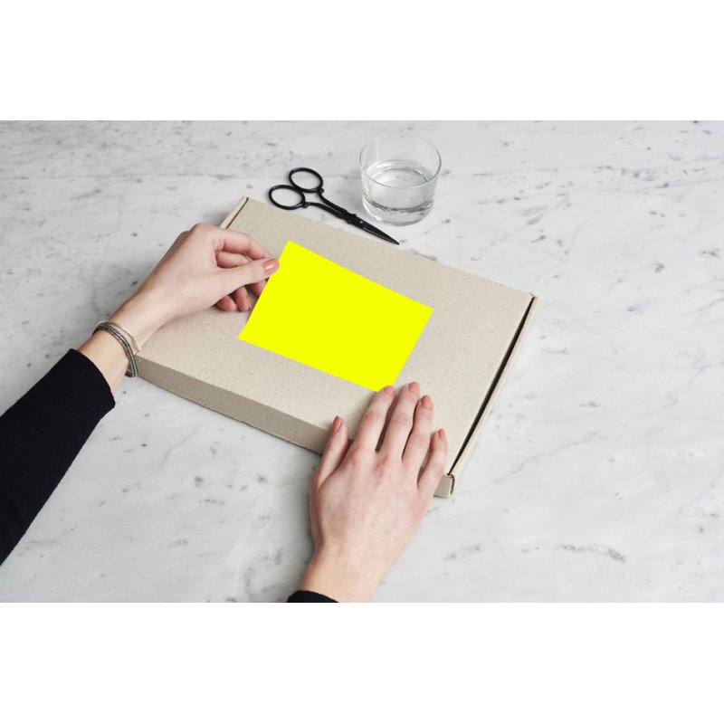 rillprint fluorescerende etiketten, 70 × 37 mm, geel, 2400 stuks