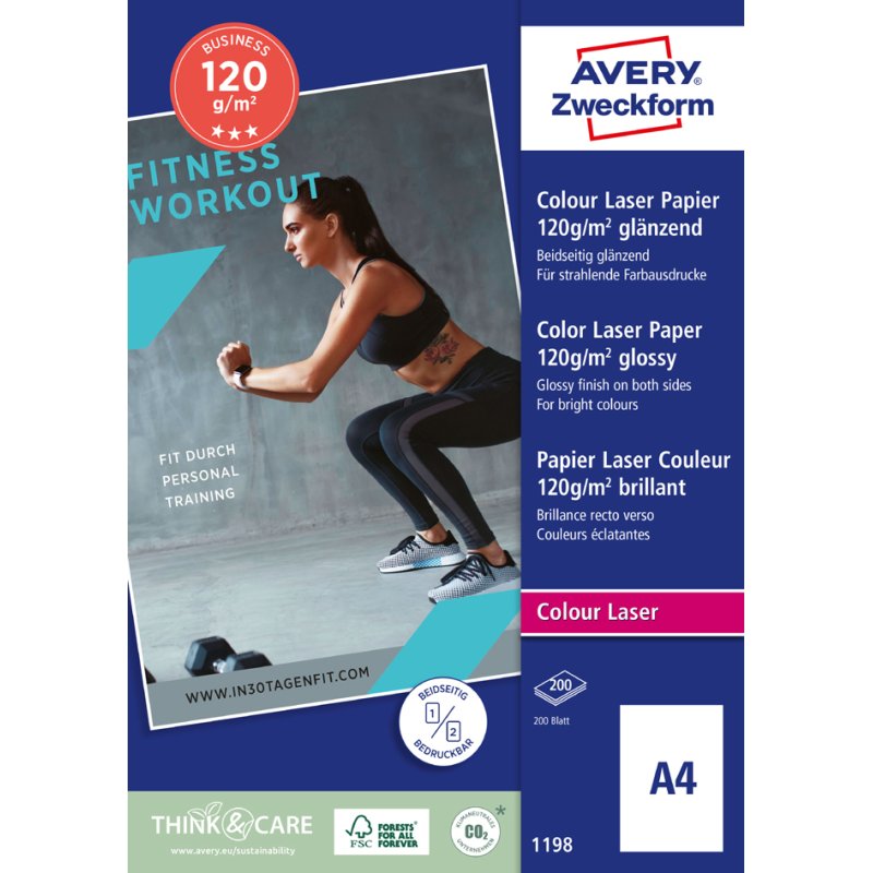 AVERY Zweckform papier laser Business A4, blanc brillant, 120 g/m², 200 feuilles